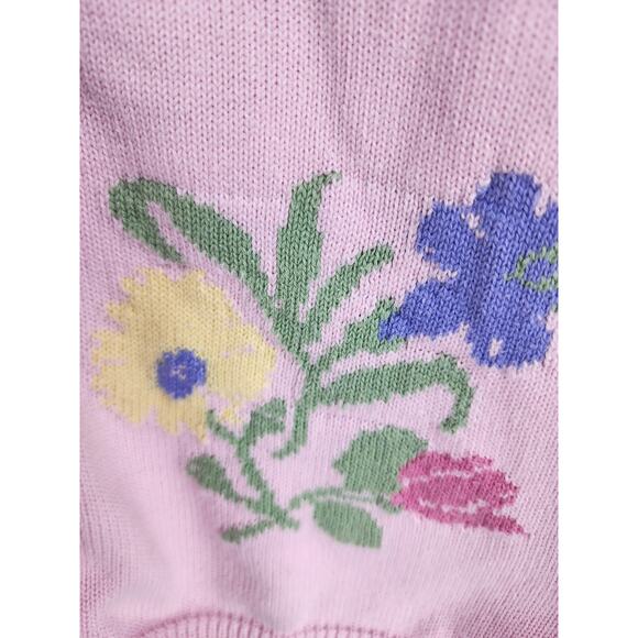 Fred Thomas Women's S pink Scalloped neck sweater floral cottagecore croquette - Picture 4 of 9